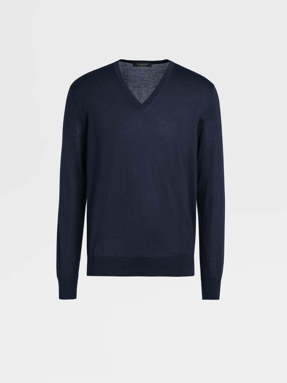 Navy Blue Cashseta Light Knit V-neck Sweater